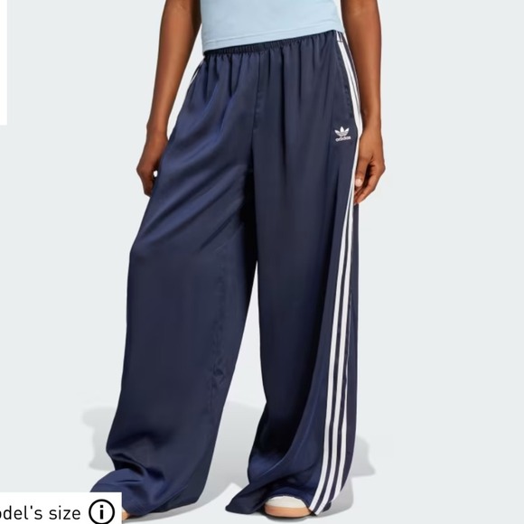 Adidas  ADICOLOR Women's Wide Leg Track Pants Size 4 Navy Blue Athletic - Picture 1 of 16